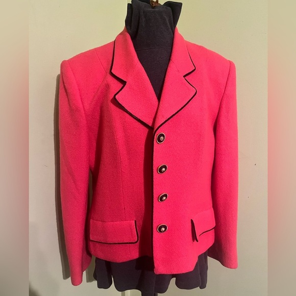 HERBERT GROSSMAN Dergned by Cynthia Sobel Pink Blazer Wool Size Med wool - Picture 1 of 9